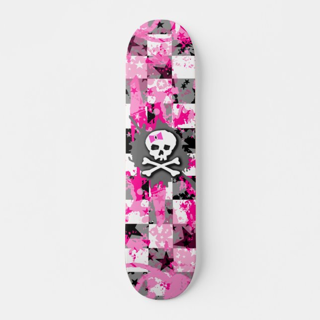 Pink Bow Skull Skateboard (Vorne)