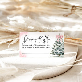 Pink Bow Snowflake Baby Shower Diaper Raffle Card Begleitkarte