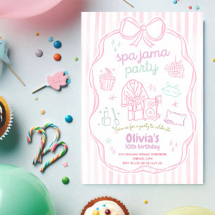 Pink-Bow-Spa-Schlafübernachtung 13. Geburtstag Einladung