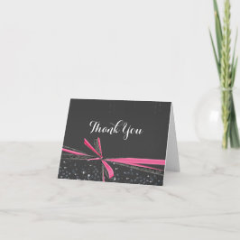 Pink Bow Sparkle Bling Holiday Party Grußkarte Dankeskarte