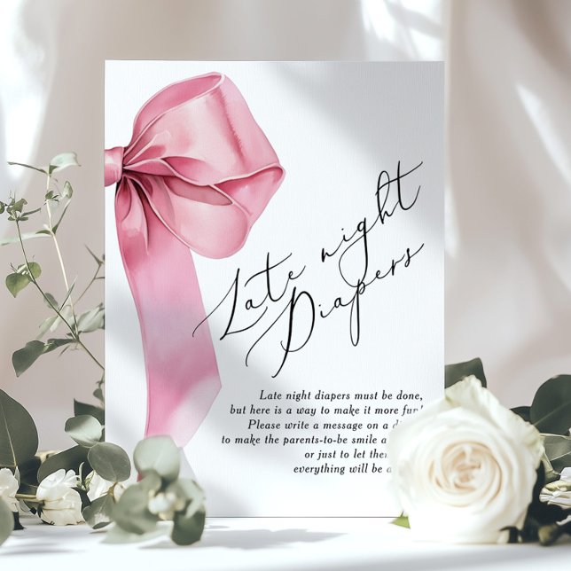 Pink Bow Spate night diapers Baby Dusche Spiel Poster (Von Creator hochgeladen)