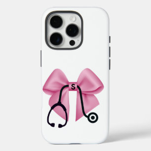 Pink Bow & Stethoscope Personalisiert Medizin iPhone 16 Pro Hülle