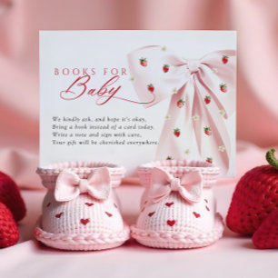 Pink Bow Strawberries Kinderduschbücher für Baby Begleitkarte
