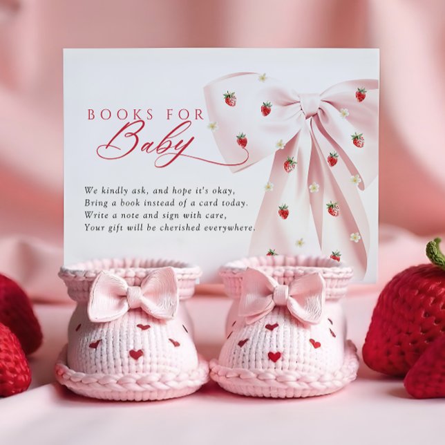 Pink Bow Strawberries Kinderduschbücher für Baby Begleitkarte (Von Creator hochgeladen)