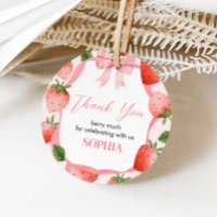 Pink Bow Strawberry Berry Erster Geburtstag Runde