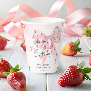 Pink Bow Strawberry Berry Sweet Baby Dusche Pappbecher