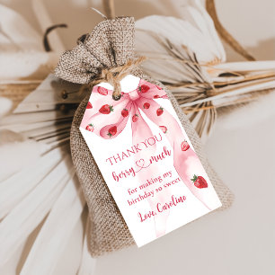 Pink Bow Strawberry Berry Sweet Geburtstagsgeschen Geschenkanhänger