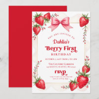 Pink Bow Strawberry Birthday Berry Erster Geburtst