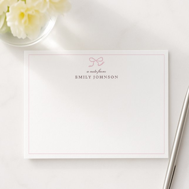 Pink Bow & Stripes a Note From Flat Note Card Einladung (Von Creator hochgeladen)