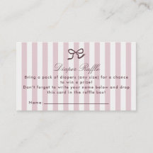 PInk Bow & Stripes Diaper Raffle Umschließkarte