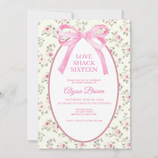 Pink Bow Sweet 16 Coquette Birthday Invitation Einladung