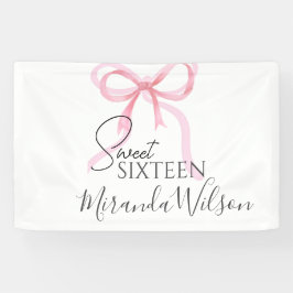 Pink Bow Sweet Sixteen Birthday Banner
