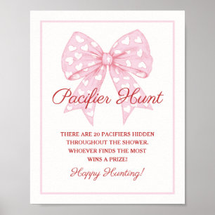 Pink Bow Sweetheart Baby Dusche Schnuller Jagd Spi Poster