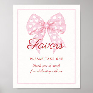 Pink Bow Sweetheart Baby Shower Favorit Schild