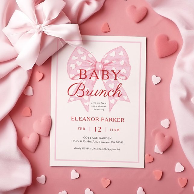 Pink Bow Sweetheart Babydusche Brunch Einladung (Von Creator hochgeladen)