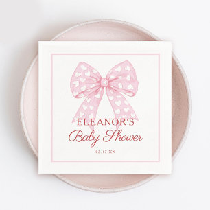 Pink Bow Sweetheart Babydusche Serviette