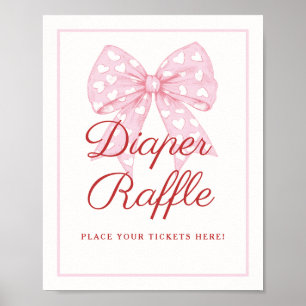Pink Bow Sweetheart Babydusche Windeln Raffle Schi Poster