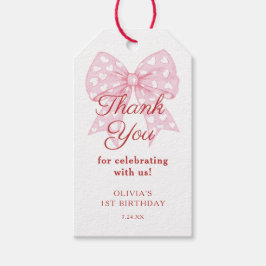 Pink Bow Sweetheart Girl Birthday Party Geschenkanhänger