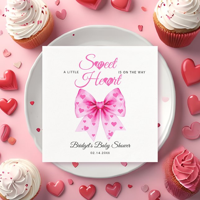 PInk Bow Sweetheart girl Valentine's Baby shower  Serviette (Von Creator hochgeladen)
