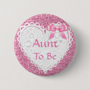 Pink Bow Tante zum Baby Showknopf Button