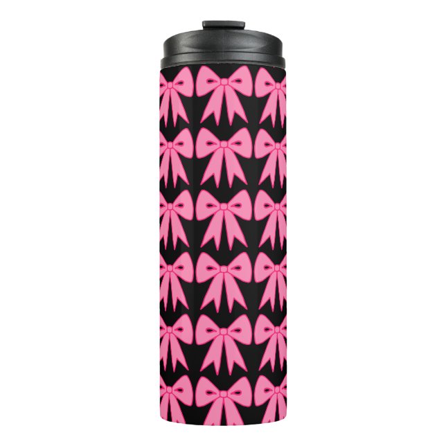Pink Bow Thermal Tumbler Thermosbecher (Vorderseite)