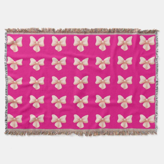 Pink Bow Throw Blanket Decke (Vorderseite)