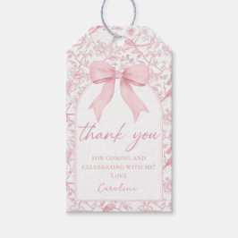 Pink Bow Toile Floral Geburtstagsgeschenke Tags Geschenkanhänger