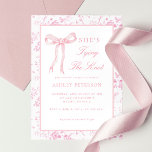 Pink Bow Toile Sie bindet das Brautparty des Knote Einladung<br><div class="desc">Pink Bow Toile Sie bindet die Knot Bridal Dusche Einladungen</div>