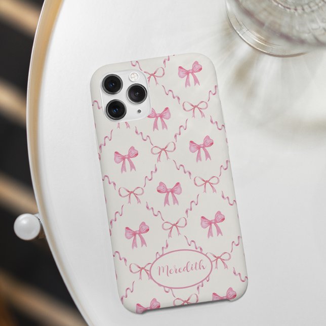 Pink Bow Trellis Coquette Pattern Case-Mate iPhone Hülle (Von Creator hochgeladen)