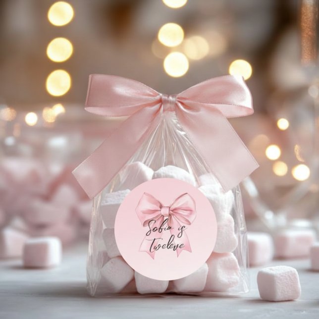 Pink Bow Twelve Birthday  Runder Aufkleber (Von Creator hochgeladen)