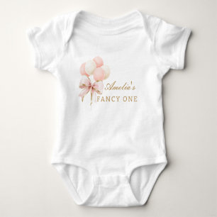 Pink Bow und Balloons 1. Mädchen Geburtstag Baby Strampler