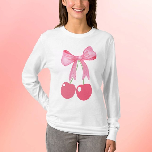 Pink Bow und Cherries, Coquetsche T-Shirt (Von Creator hochgeladen)