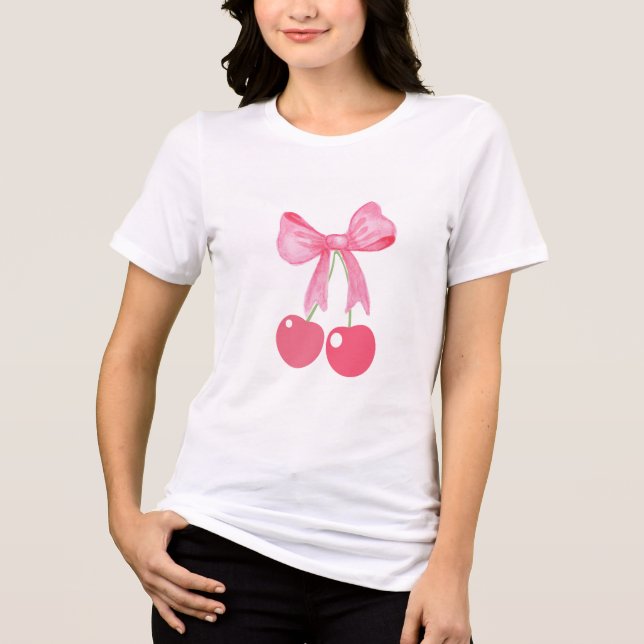 Pink Bow und Cherries, Coquette Tri-Blend Shirt (Vorderseite)