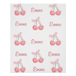 Pink Bow und Cherry Personalisierter Name eines be Poster