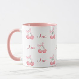 Pink Bow und Cherry Personalisierter Name eines be Tasse
