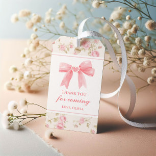 Pink Bow und Rose Coquette Geburtstag Geschenkanhänger