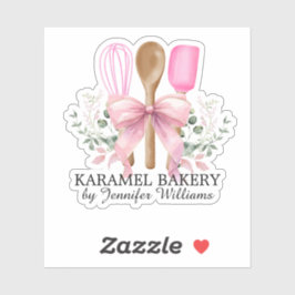 Pink Bow Utensils Kochgebäck Bäckerei Cut Vinil Aufkleber