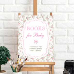 Pink Bow Vintage Blumenbücher für Baby Poster