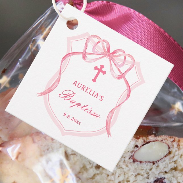 Pink Bow Wappen Taufe Anhänger Tags (Von Creator hochgeladen)
