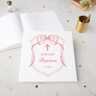 Pink Bow Wappen Taufe Gästebuch