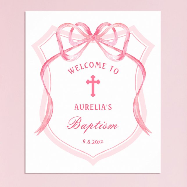Pink Bow Wappen Taufe Willkommen Poster (Von Creator hochgeladen)