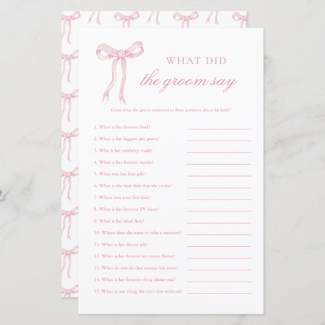 Pink Bow, was der Gräuel sagte, Pink Bridal Game (Vorne/Hinten)