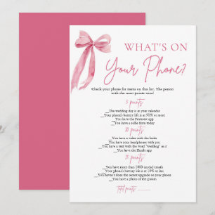 Pink Bow Was ist auf deinem Handy Brautparty Game? Einladung