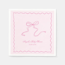 Pink Bow Wavy Baby Dusche Papier Napkin Serviette