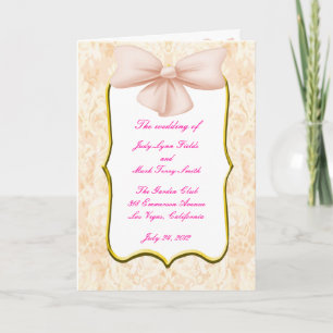Pink Bow Wedding Program Card Programm