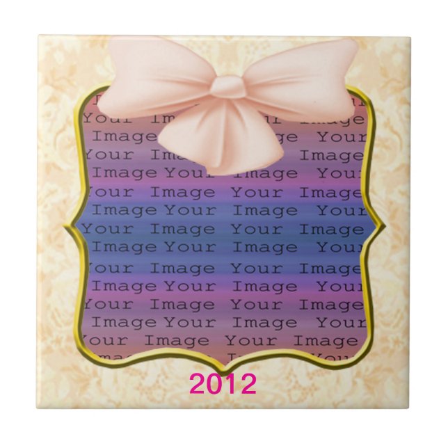 Pink Bow Wedding Tile Fliese (Vorderseite)