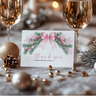 Pink Bow Weihnachten geklappt Danke Karte