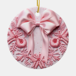Pink Bow Weihnachten Keramik Ornament