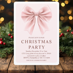Pink Bow Weihnachts-Party Eleganter Urlaub Einladung