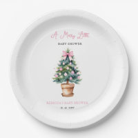Pink Bow Weihnachtsbaum Merry Little Baby Dusche